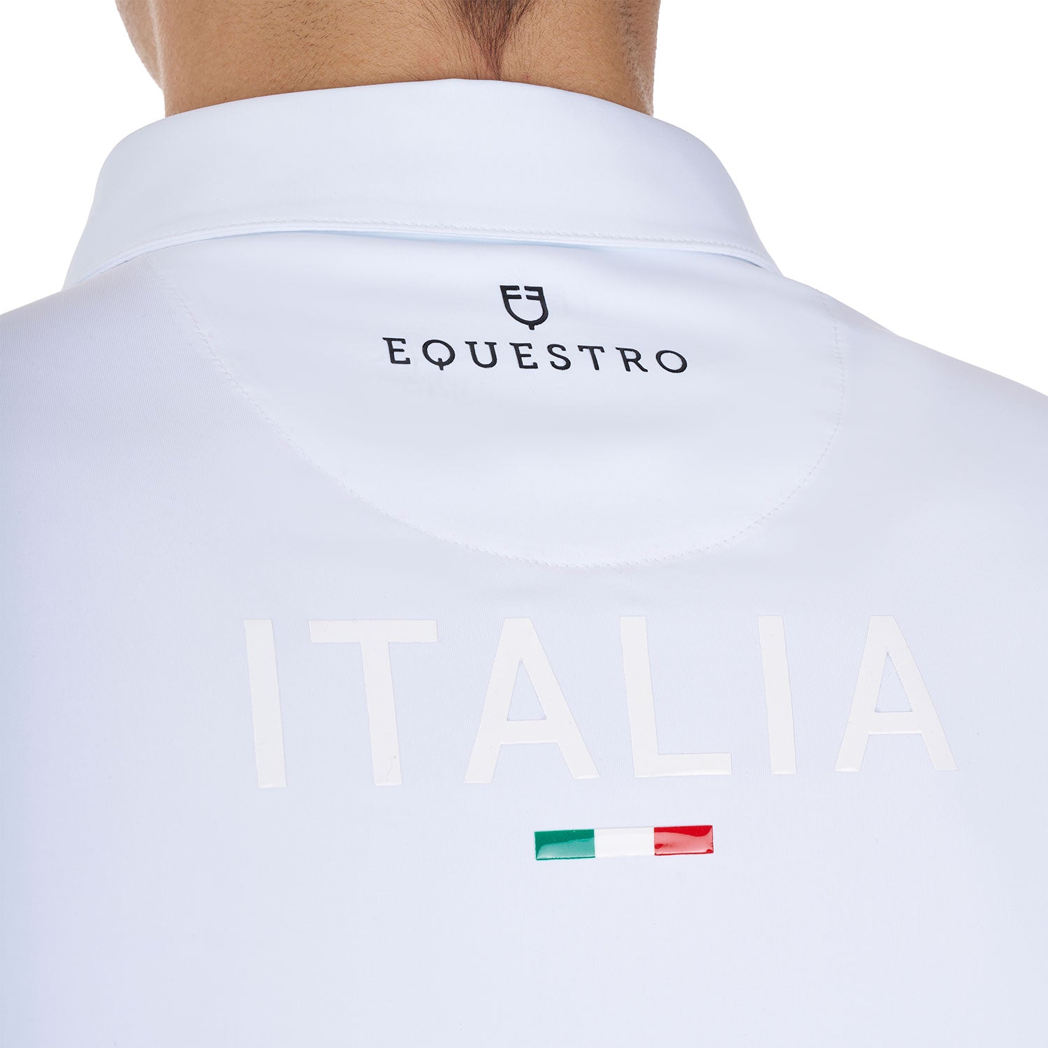 Equestro Men's Long-Sleeved Competition Polo Shirt Equestro X Fise #colour_white