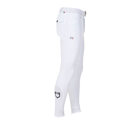 Equestro Men's Full Grip Breeches Equestro X Fise #colour_white
