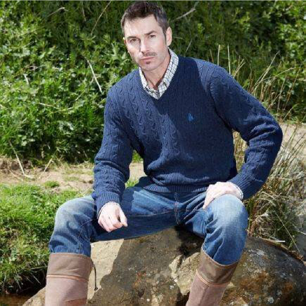 Toggi Men's Coleman V Neck Knitted Sweater #colour_night-blue