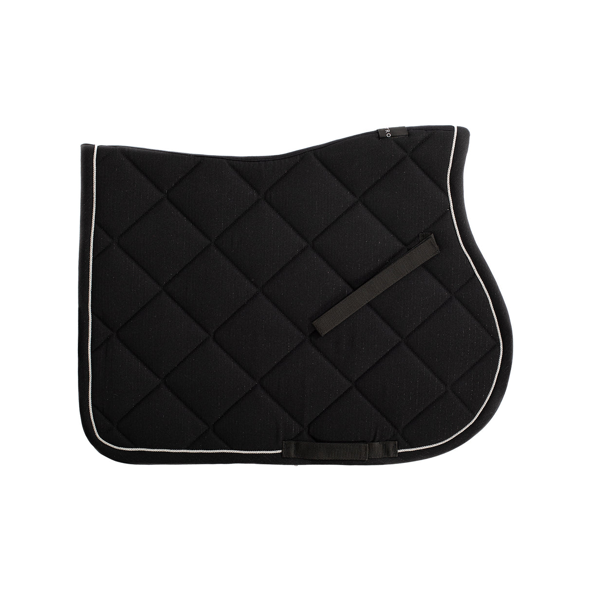 Equestro Jumping Saddle Pad In Cotton With Trimmings With Logo #colour_black