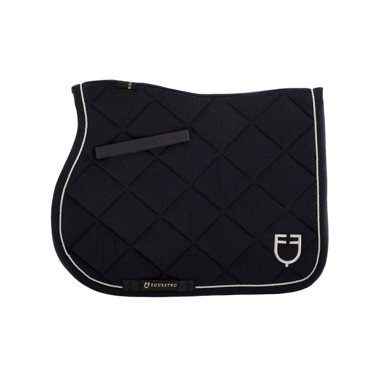 Equestro Jumping Saddle Pad In Cotton With Trimmings With Logo #colour_blue