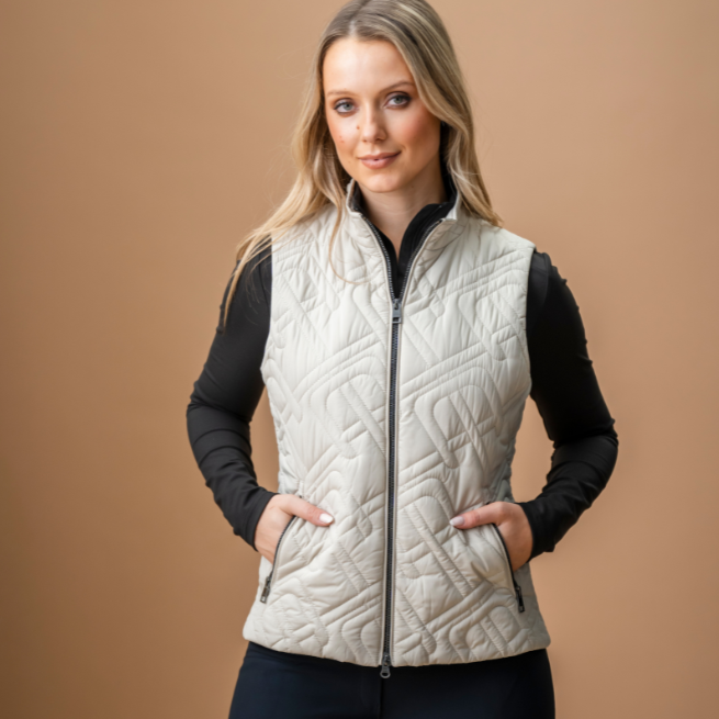 Alessandro Albanese Neve Monogram Quilted Gilet #colour_bone
