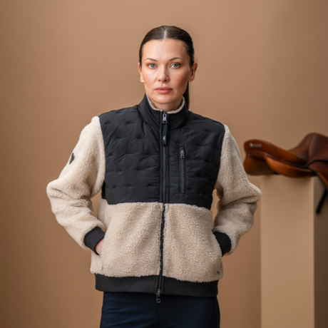 Alessandro Albanese Lorenza Zip Through Borg Fleece #colour_sand-black