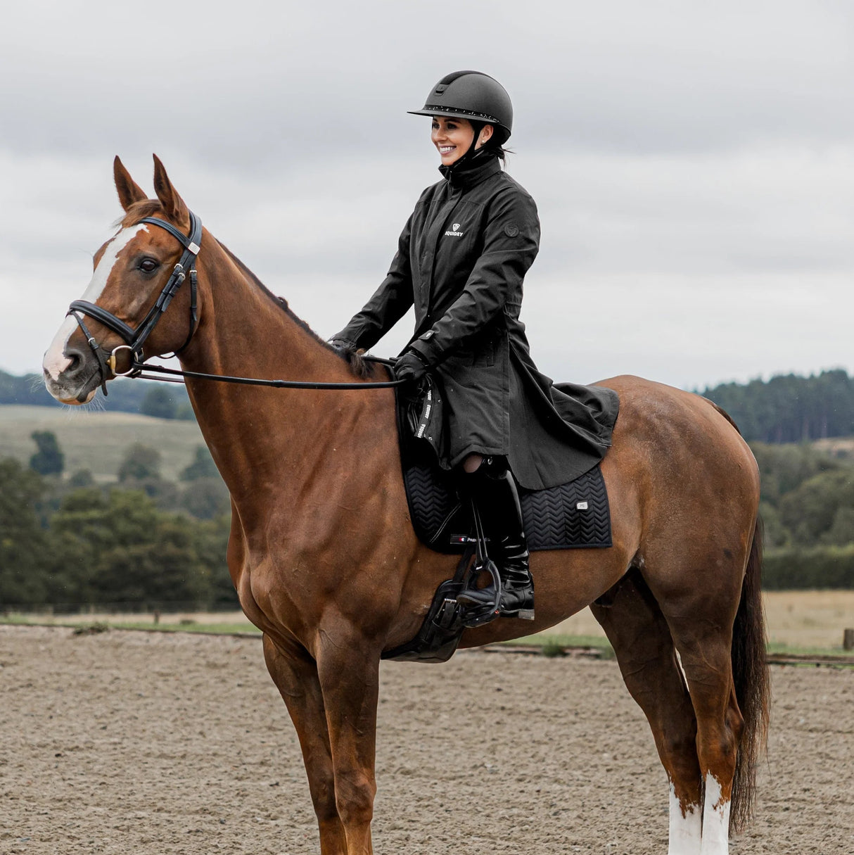 EQUIDRY Women's Bronte Riding Coat with Removable Hood #colour_black