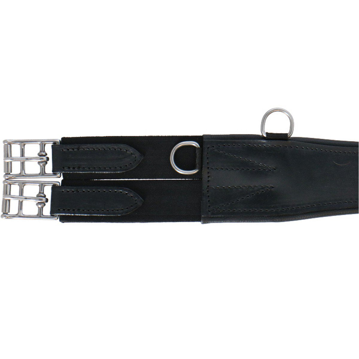 Waldhausen Leather Long Girth with Ring #colour_black