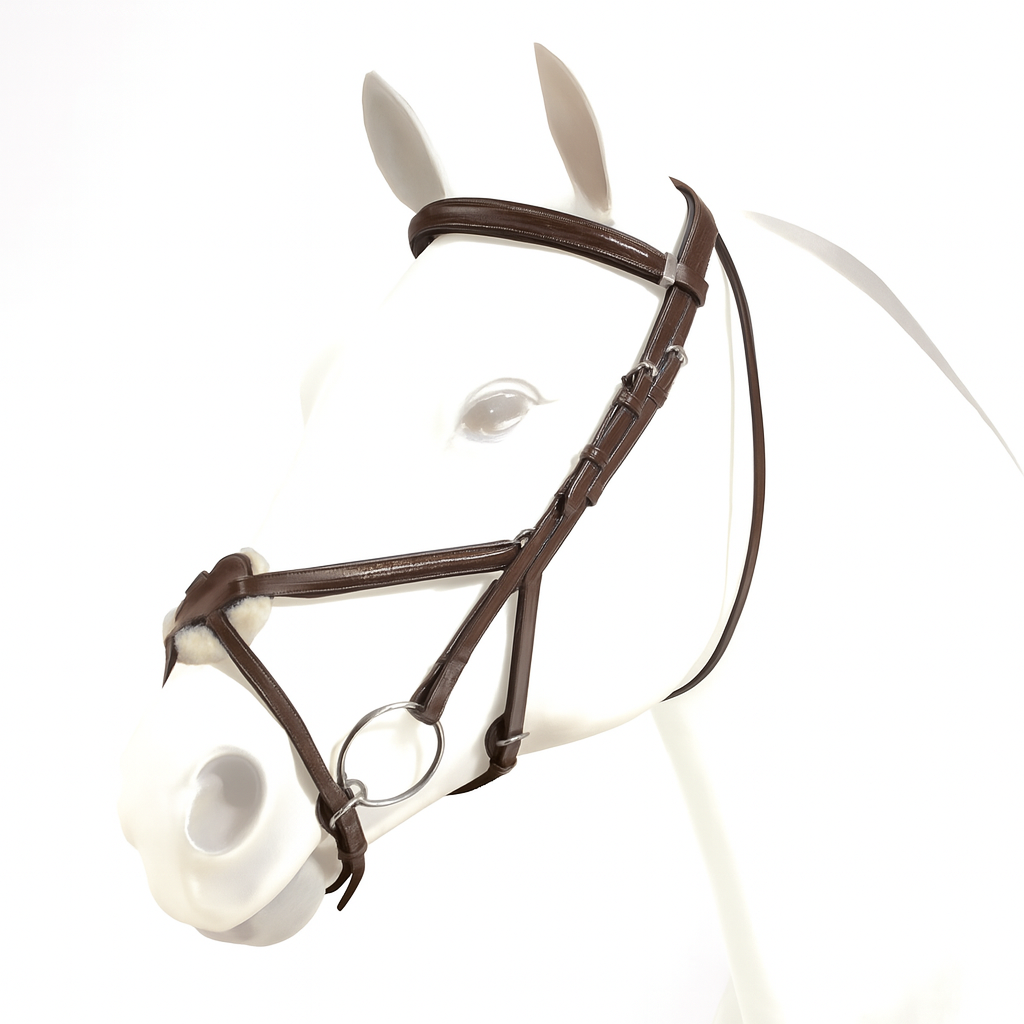 Equipe Emporio Figure 8 Padded Bridle with Brass Fittings - No Reins #colour_brown