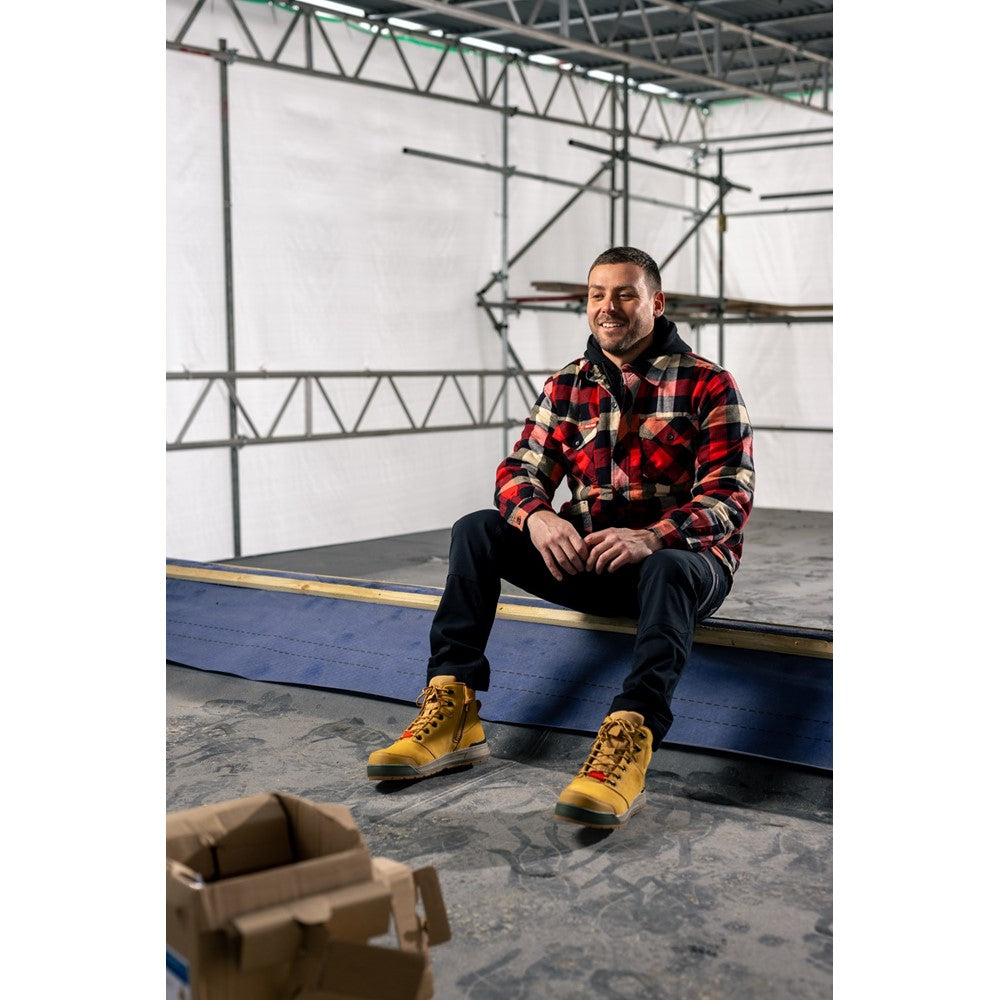 Hard Yakka Quilted Flannel Shacket #colour_red