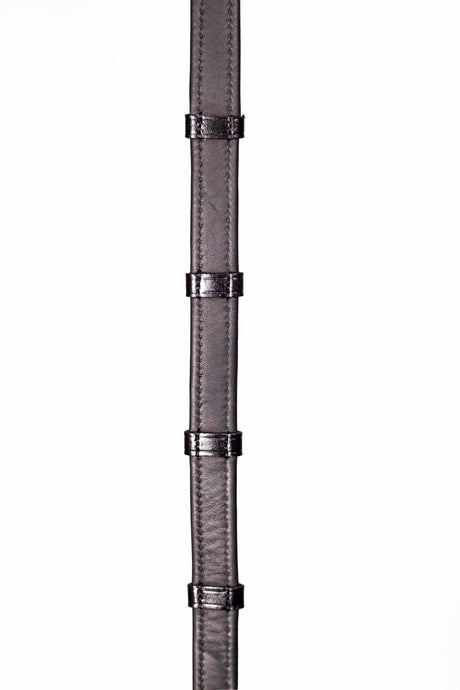 Henry James Calfskin Supergrip Reins With Stoppers #colour_black