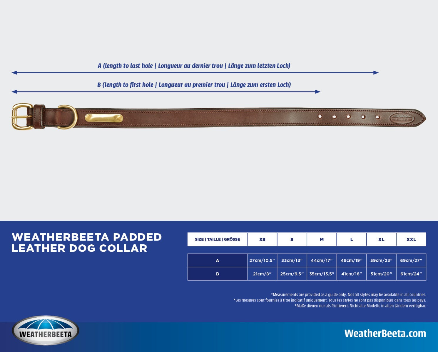 Collier pour chien en cuir rembourré Weatherbeeta