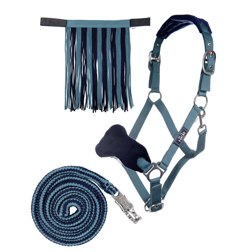 HKM Head Collar & Lead Rope with Panic Hook & Fly Fringe