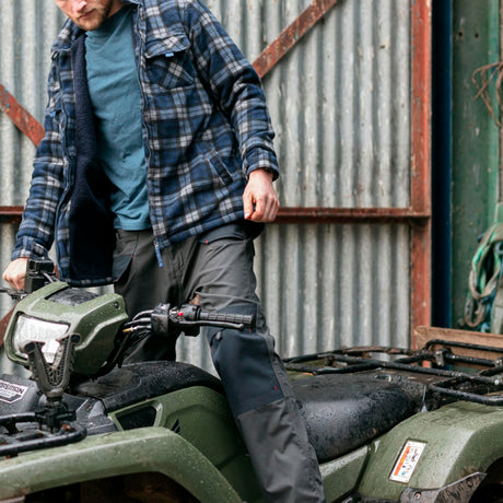 Hoggs of Fife Caithness Men's Polar Fleece Workshirt #colour_navy-grey-check