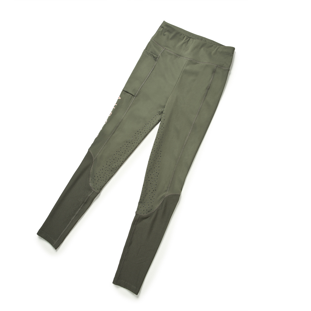 Shires Aubrion Maids Rhythm Mesh Riding Tights #colour_olive