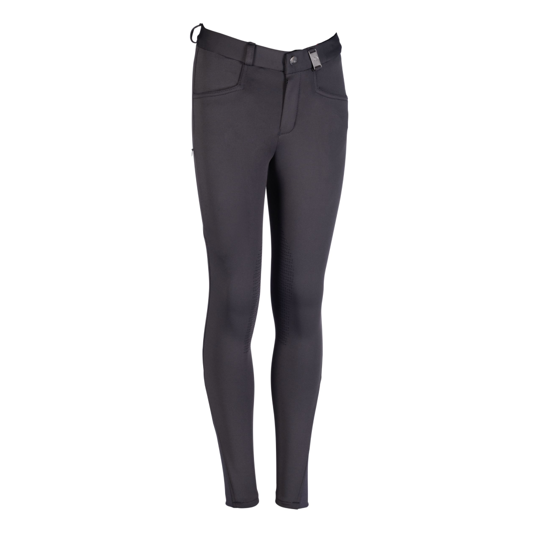 HKM Anni Silicone Knee Patch Riding Breeches #colour_deep-grey