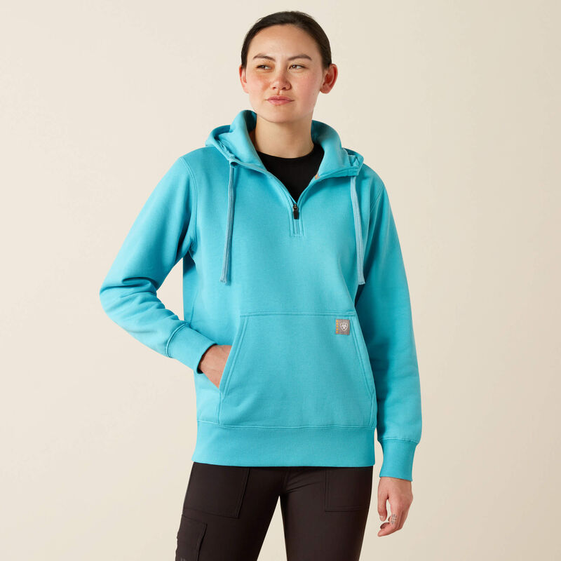 Ariat Women's Rebar Skill Set 1/2 Zip Hoodie #colour_maui-blue