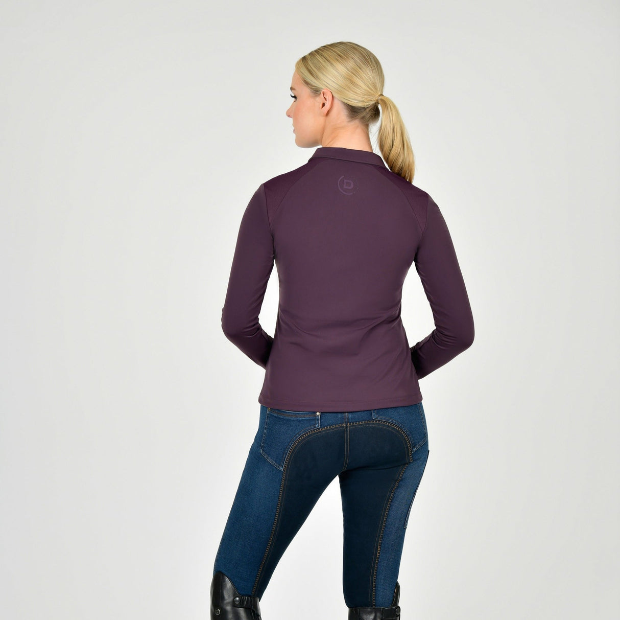 Dublin Ladies Thelma Thermal Long Sleeve Riding Polo #colour_plum-perfect