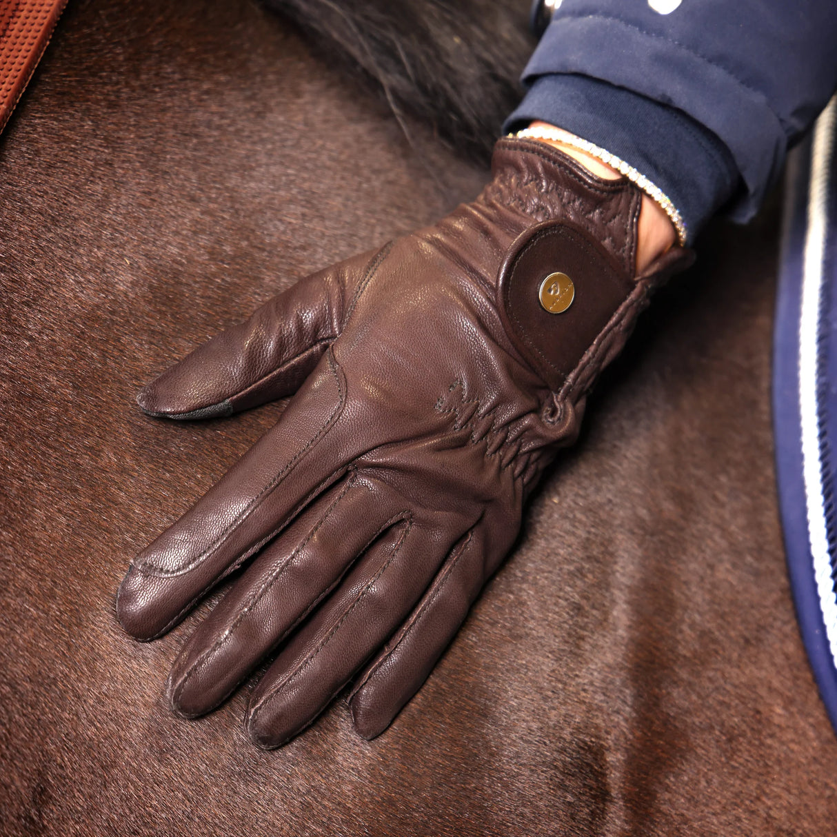 Shires Aubrion Estade Riding Gloves #colour_brown