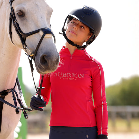 Shires Aubrion Equestrian Long Sleeve Base Layer -Young Rider #colour_dewberry