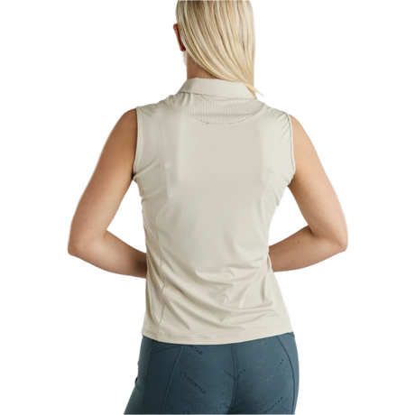 Montar MoStella Sleeveless Training Shirt with Mesh & Contrast Stated Logo Print #colour_light-silver-grey