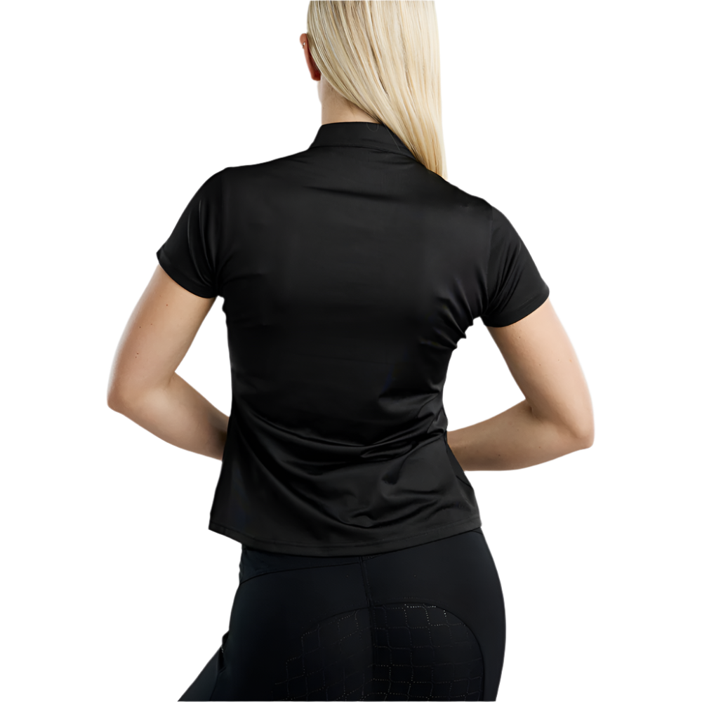 Montar MoBriella Short Sleeved Training Shirt with Gun Metal Crystals #colour_black