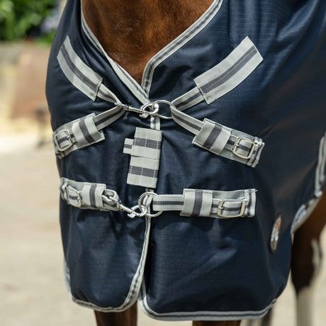 HKM Turnout Rug with Detachable Neck -Therma Pro- #colour_deep-blue