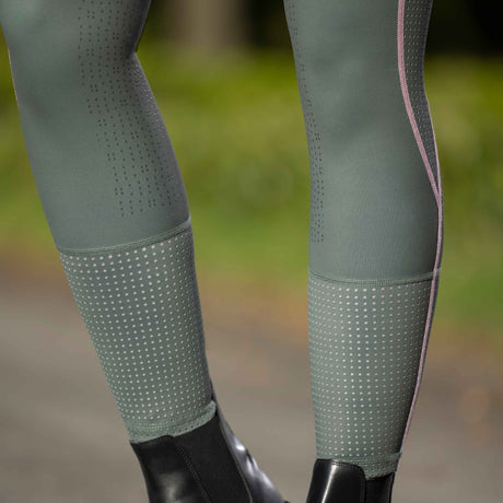 HKM Ladies Silicone Full Seat Riding Tights -Juna- #colour_grey-green