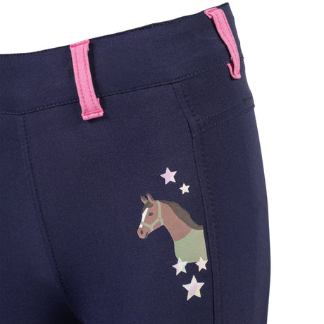 HKM Children's Silicone Full Seat Riding Tights -Pony Dream II- #colour_deep-blue