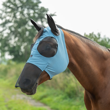 HKM Anti-Fly Mask -Elastic- with Nose #colour_smokey-blue