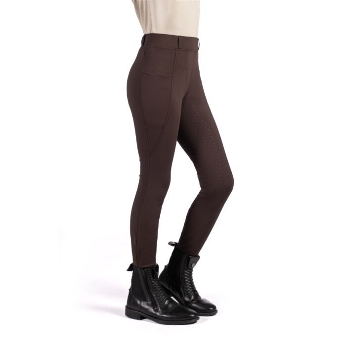 HKM Children's Silicone Full Seat Riding Leggings -Mia- #colour_dark-brown