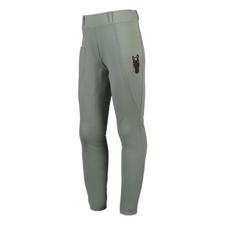 HKM Children's Silicone Full Seat Riding Leggings -Mia- #colour_sage