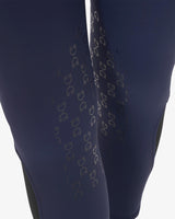 Equestro Women's Slim Fit Breeches With Knee Grip #colour_blue-white