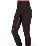 HKM Ladies Silicone Full Seat Riding Leggings -Rio- #colour_dark-brown