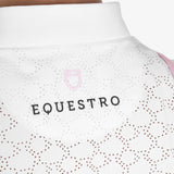 Equestro Girls' Slim Fit Competition Jacket With Chest Perforated Inserts #colour_white-pink
