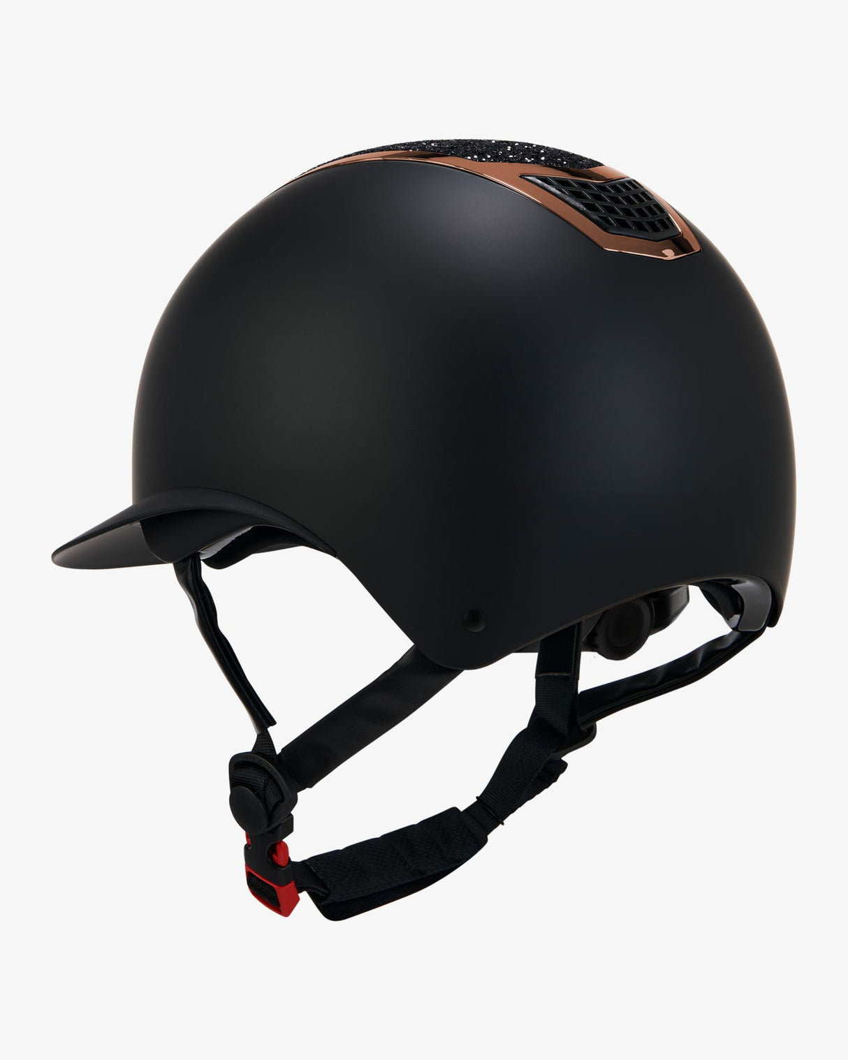 Equestro Helmet With Rhinestones And Wide Visor Homologation En 1384-2023 #colour_black-gold