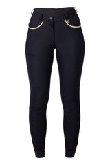HKM Ladies Silicone Knee Patch Riding Breeches -Limone- #colour_black