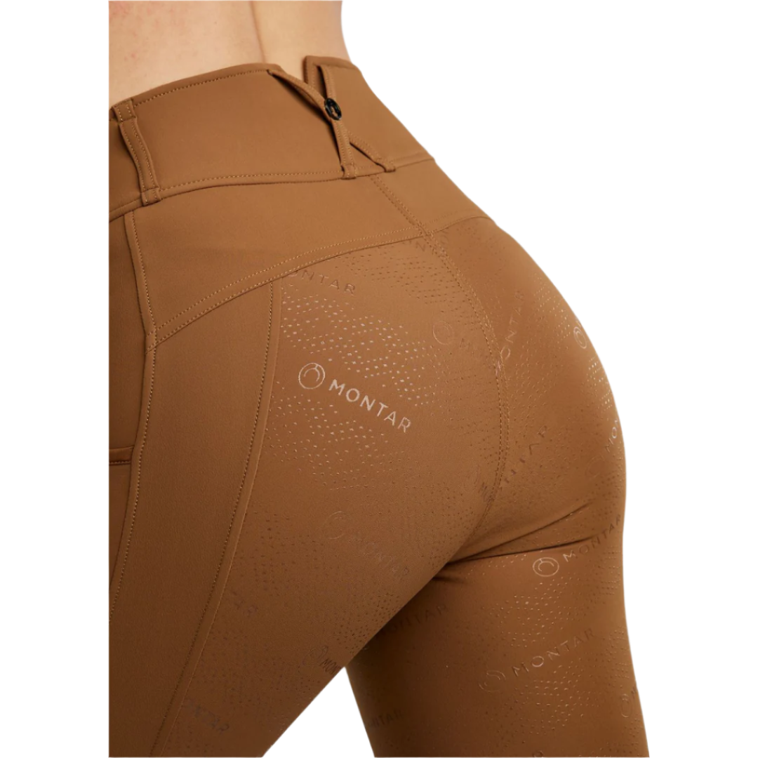 Montar MoMichelle with Gun Metal Logo Print Full Grip Breeches #colour_toffee