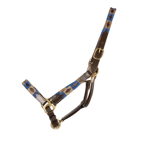 Hy Equestrian Polo Leather Head Collar #colour_navy-fossil