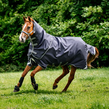 Horseware Ireland Rambo Duo Ripstop 100g Plus Turnout Bundle (100g + 200g) #colour_navy-thunderstorm-grey-silver
