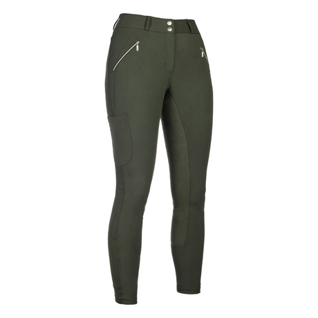 HKM Women's Alos Full Seat Riding Breeches -Lia High Waist- #colour_olive-green