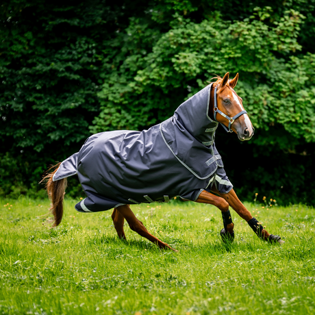 Horseware Ireland Rambo Duo Ripstop 100g Plus Turnout Bundle (100g + 200g) #colour_navy-thunderstorm-grey-silver