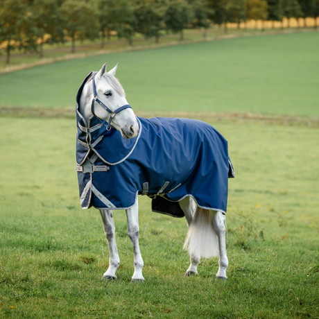 Horseware Ireland Amigo 1200D FieldSafe Plus 100g Turnout Rug #colour_navy-titanium-grey-silver