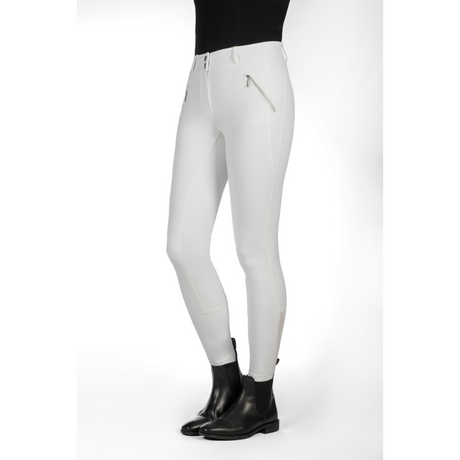 HKM Children's Silicone Full Seat Riding Breeches -Lia High Waist- #colour_white