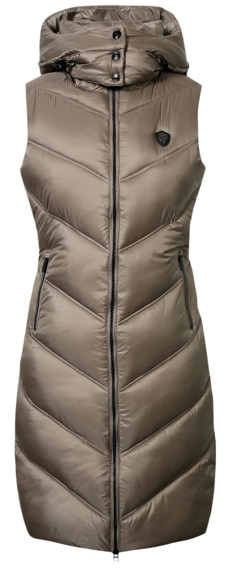 Covalliero Ladies Padded Long Vest #colour_taupe