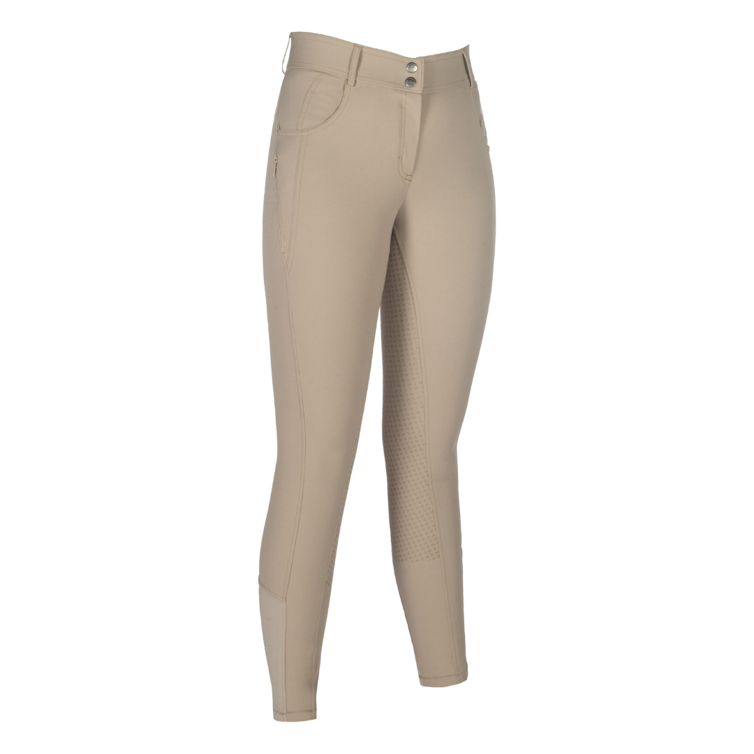 HKM Women's Silicone Full Seat Riding Breeches -Ari Mid Rise- #colour_beige