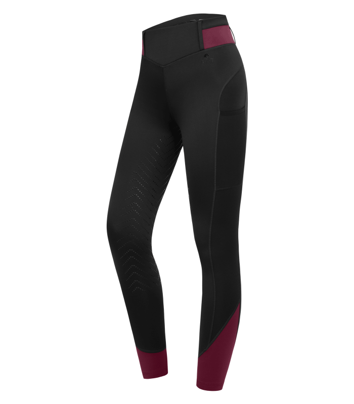 E.L.T Noemi Ladies Riding Leggings #colour_black-velvet-red