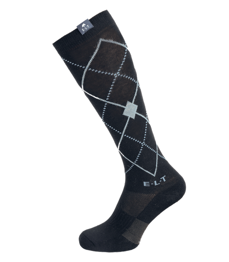 E.L.T Argyle Riding Socks #colour_black-stone-blue