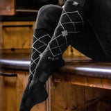 E.L.T Argyle Riding Socks #colour_black-stone-blue