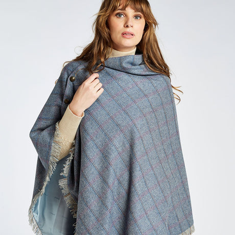 Dubarry Womens Hazelwood Tweed Poncho #colour_denim-haze