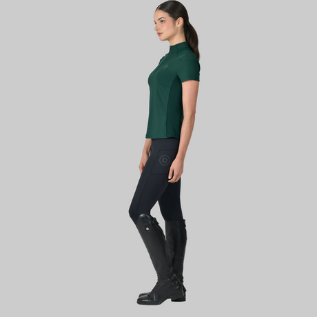 Dublin Ladies 1/4 Zip Breathable Short Sleeve Top #colour_dark-emerald-green