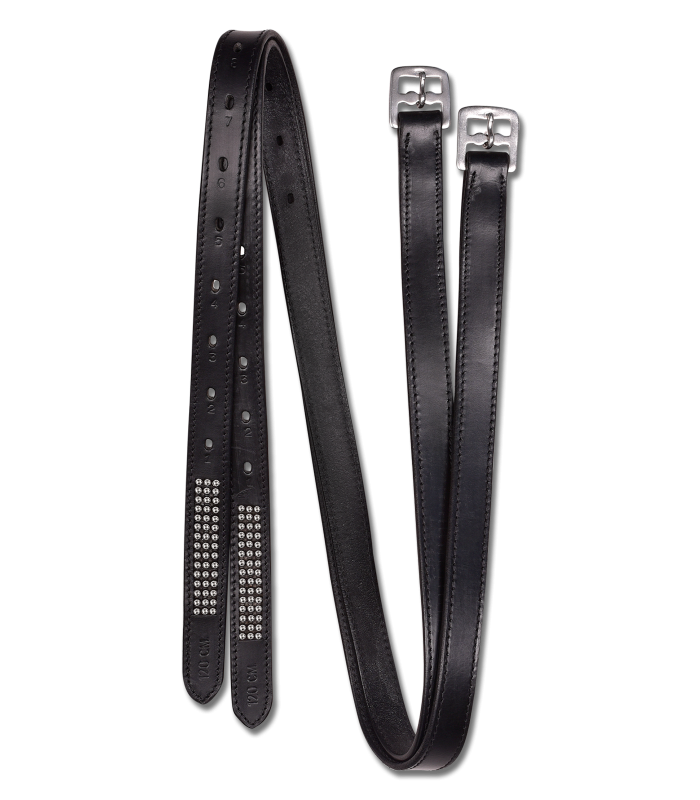 STAR Stirrup Leathers with Crystals #colour_black