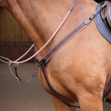 Shires Lusso Three Point Elastic Breastplate #colour_brown